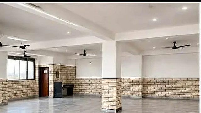 A 1300 sqft hall with a 400 sqft rest area is available for rent in Sevashram, Udaipur